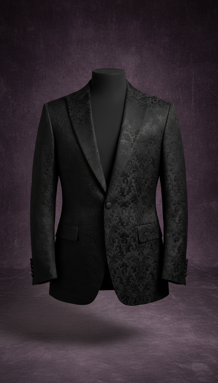 Raven Black Brocade Tuxedo Jacket