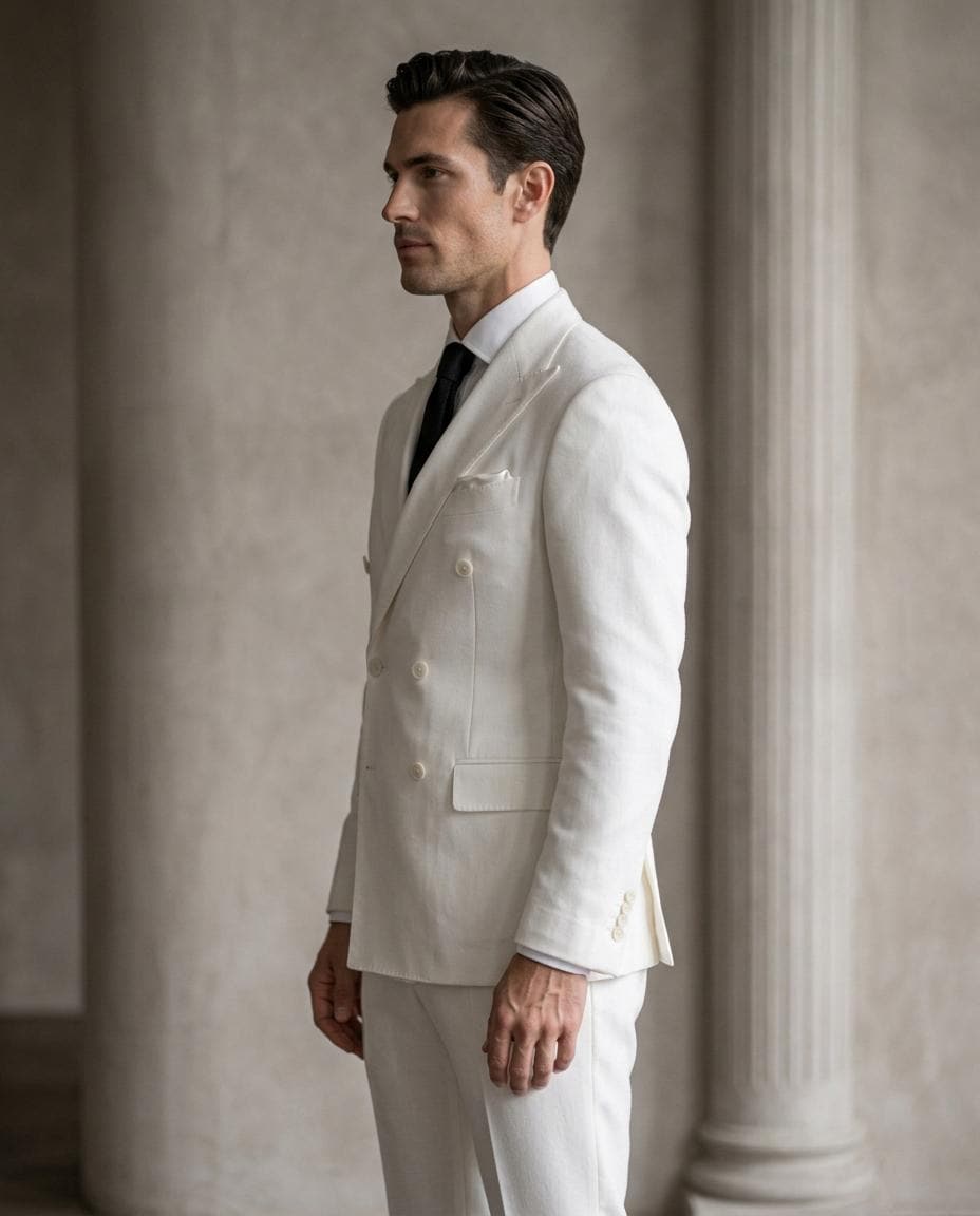 Men's White Double Breasted Suit, Slim Fit White Blazer for Men, Wedding Tuxedo