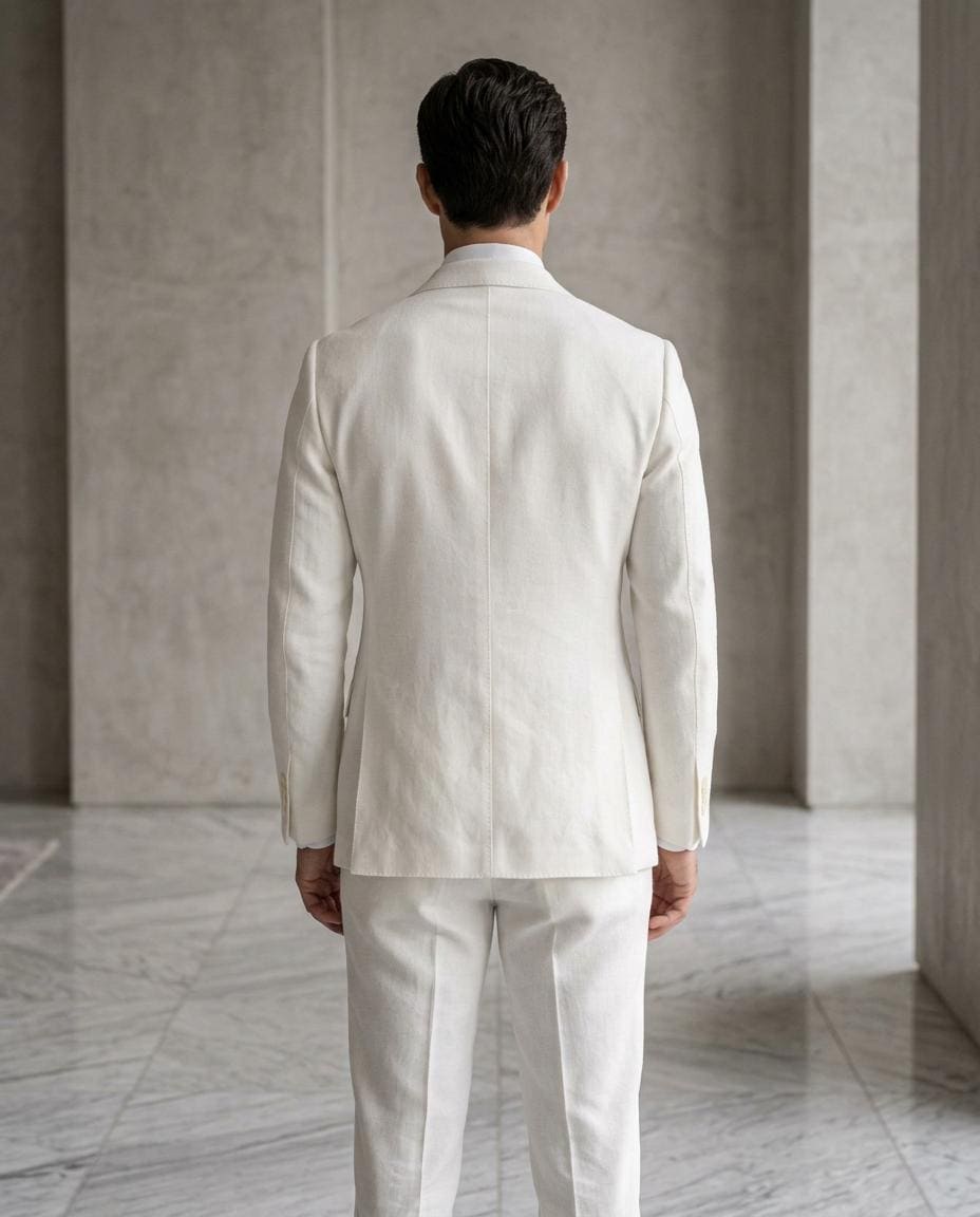 Men's White Double Breasted Suit, Slim Fit White Blazer for Men, Wedding Tuxedo