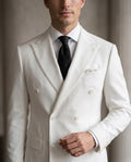 Men's White Double Breasted Suit, Slim Fit White Blazer for Men, Wedding Tuxedo